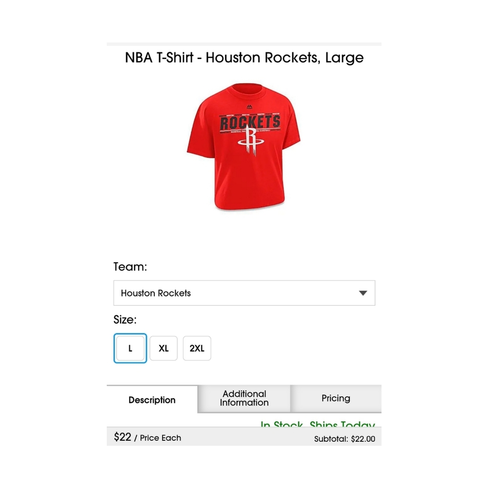 NBA Rockets Tee (unisex) - Picture 4 of 4